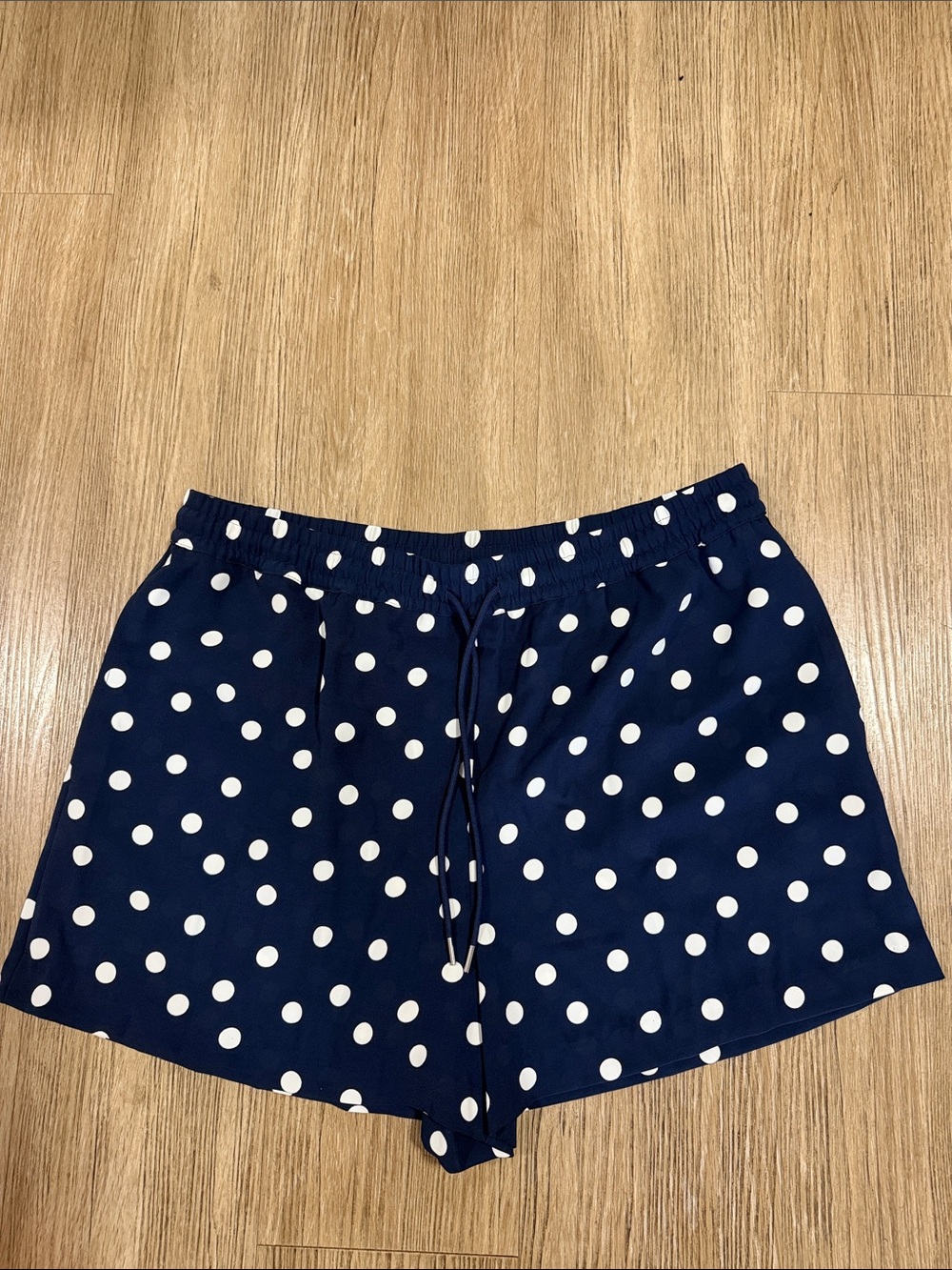 Women's Navy Polka Dot Drawstring Shorts XL